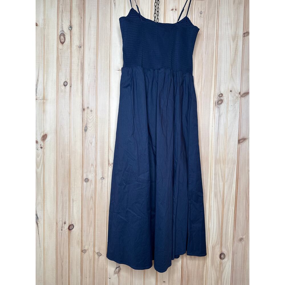 NWT Lulus Tandria Navy Smocked Sleeveless Midi Dress Holiday Gala Wedding Sz XL - Picture 5 of 7